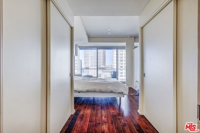 hall with hardwood / wood-style floors