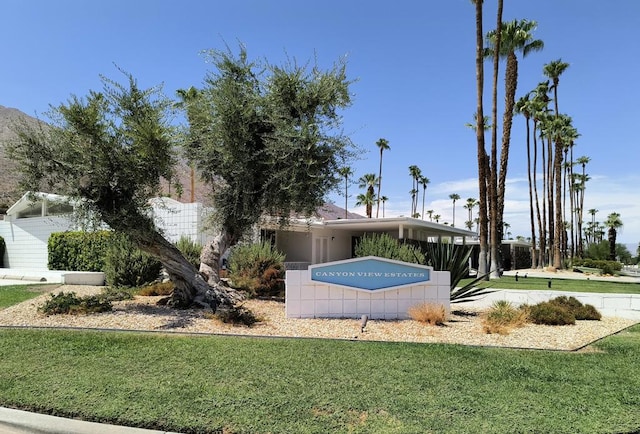 view of pool with a yard