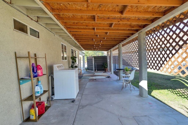 view of patio featuring washer / clothes dryer