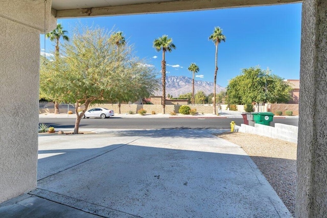 exterior space featuring a mountain view