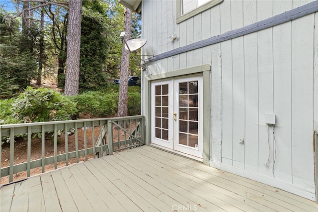 wooden terrace with french doors