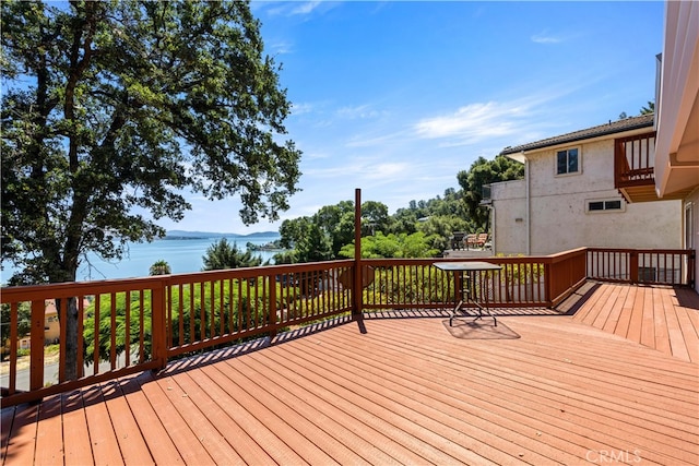 deck with a water view