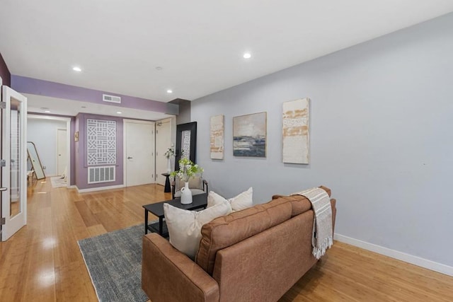 living room featuring light hardwood / wood-style flooring