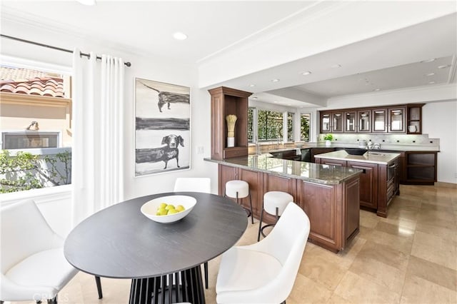 interior space with ornamental molding