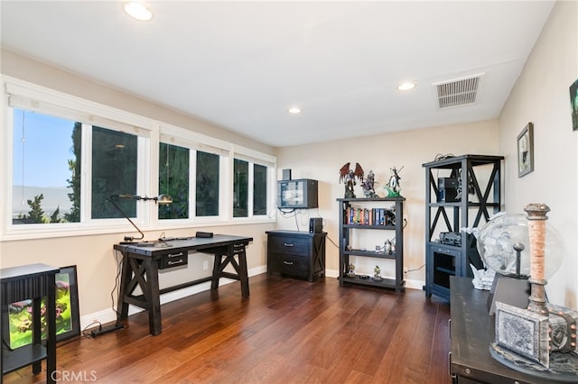 miscellaneous room featuring dark hardwood / wood-style flooring