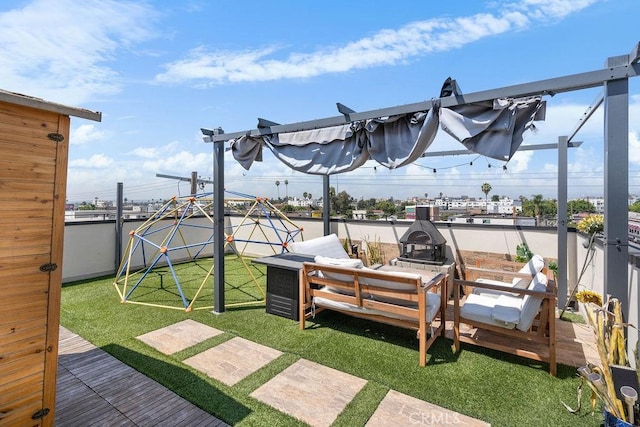 exterior space with an outdoor hangout area