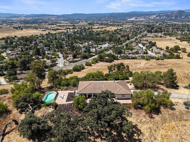 aerial view with a mountain view