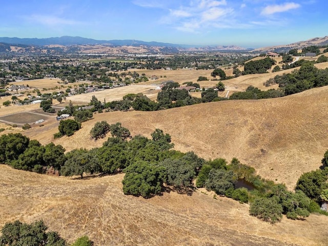 birds eye view of property featuring a mountain view