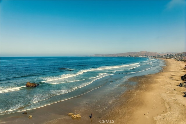 view of water feature with a view of the beach