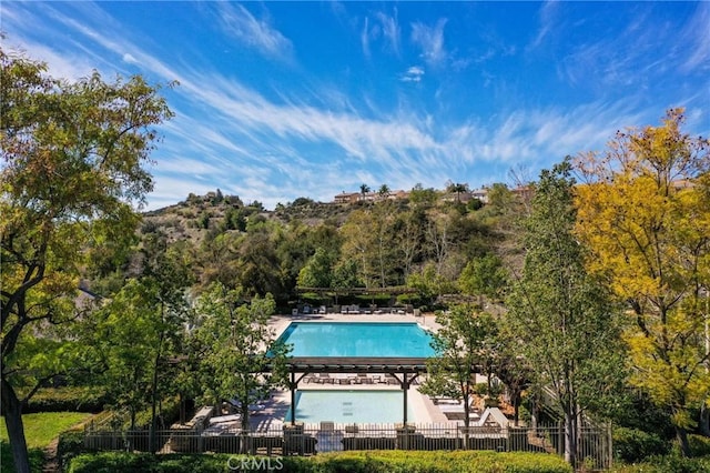 view of swimming pool featuring a patio