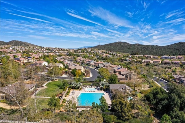 bird's eye view featuring a mountain view