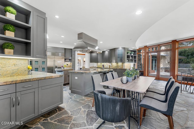 dining area featuring french doors