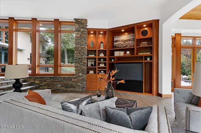 living room featuring light hardwood / wood-style floors