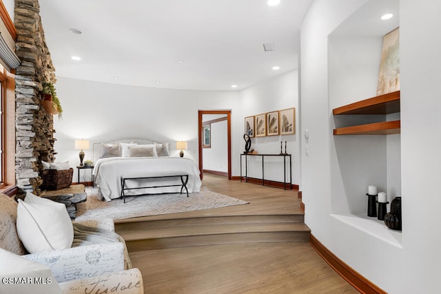 bedroom featuring light wood-type flooring