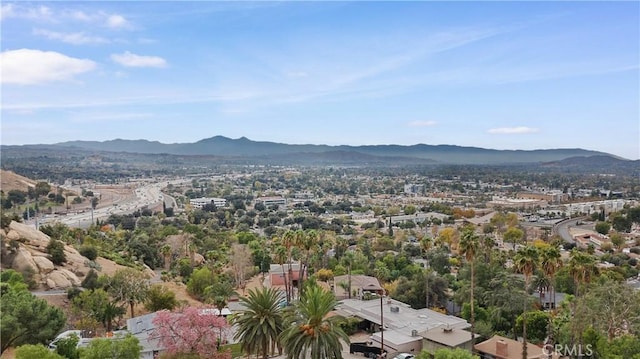 aerial view featuring a mountain view