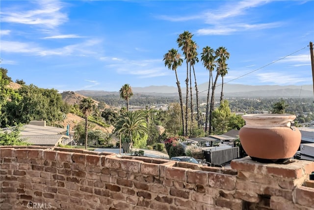 view of patio featuring a mountain view