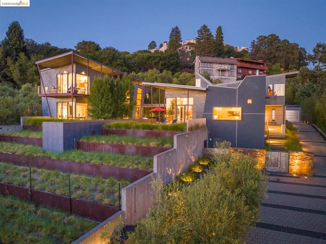 modern home featuring a balcony