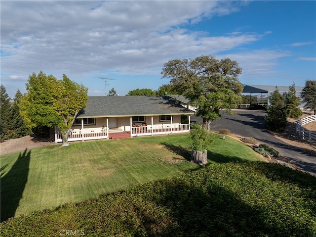 back of house featuring a yard