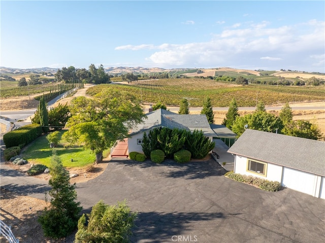 drone / aerial view with a rural view