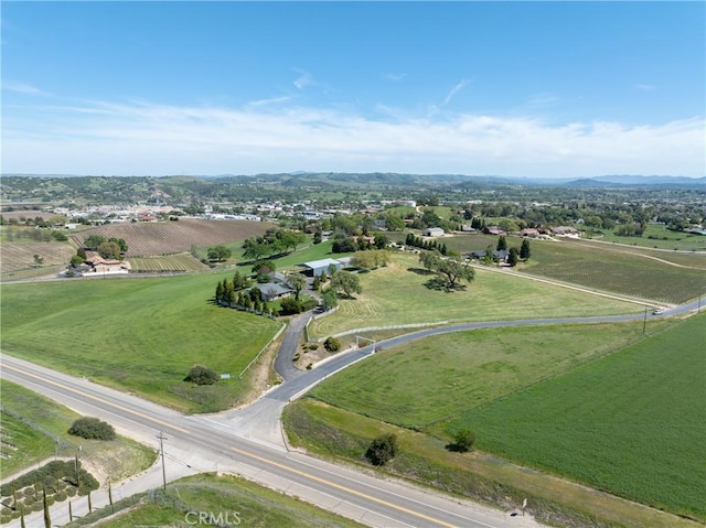 bird's eye view with a rural view and a mountain view