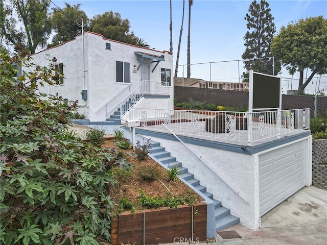 exterior space featuring a garage