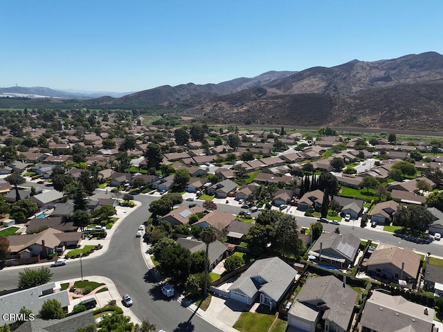 bird's eye view with a mountain view