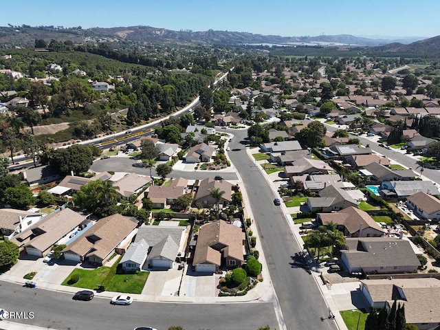 aerial view with a mountain view