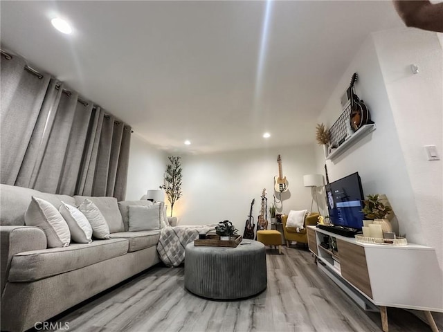 living room with light wood-type flooring