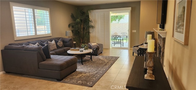 view of tiled living room