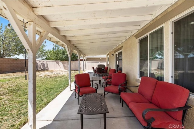 view of patio with an outdoor hangout area