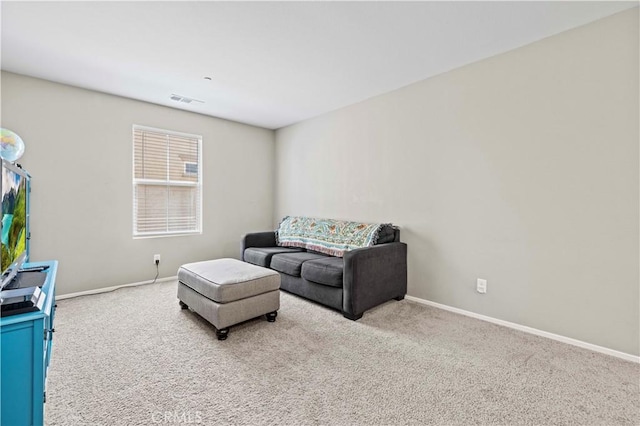 sitting room with light carpet