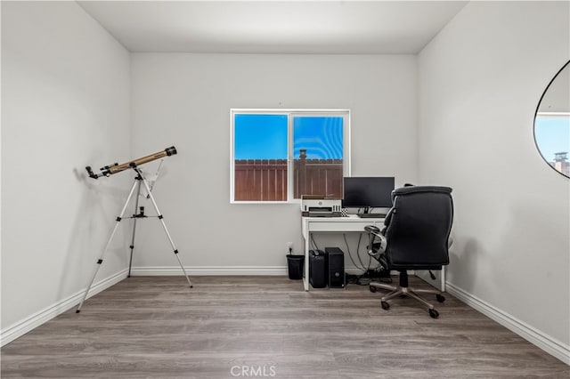 office space featuring light hardwood / wood-style floors