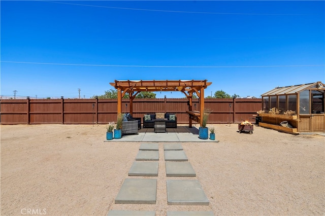 exterior space featuring a pergola