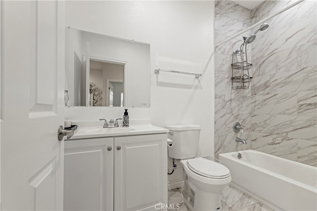 full bathroom with vanity, toilet, and shower / bath combination with curtain