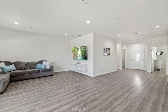 living room featuring light hardwood / wood-style flooring