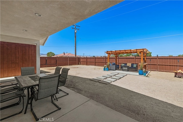 view of patio / terrace featuring a pergola