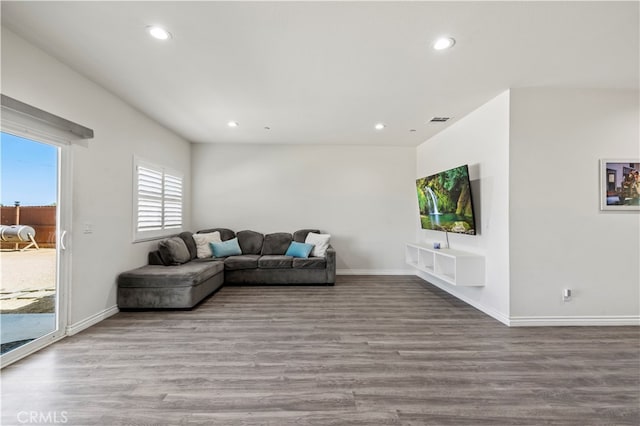 living room featuring light hardwood / wood-style flooring