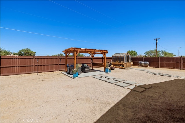 view of yard featuring a patio and a pergola