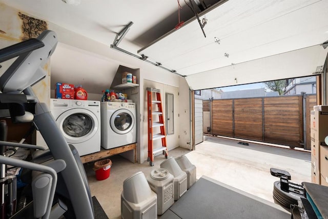 garage featuring independent washer and dryer