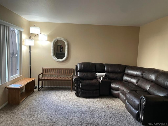 living room with carpet flooring