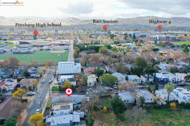 aerial view featuring a mountain view