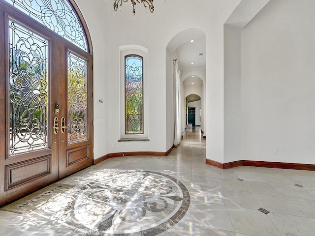 foyer featuring french doors