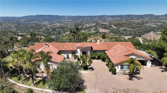 drone / aerial view with a mountain view