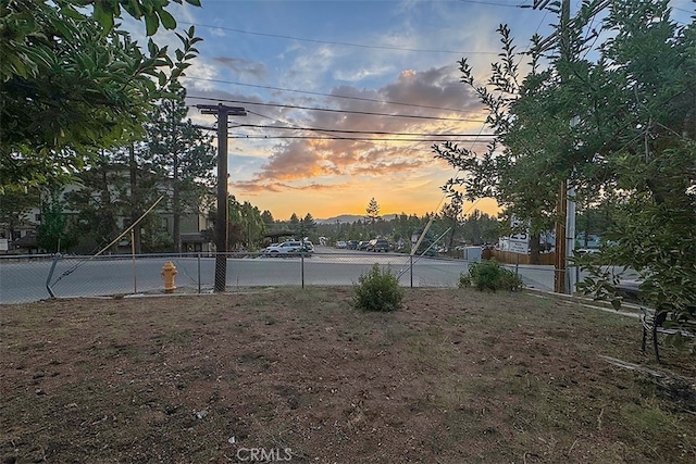 view of yard at dusk