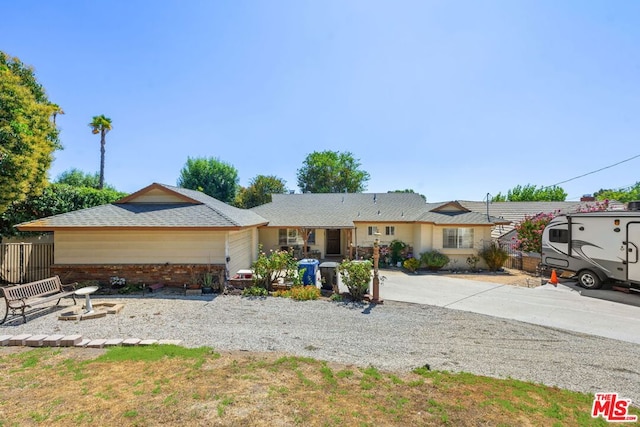 single story home with a garage