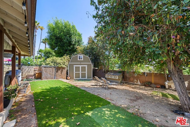 view of yard with a shed