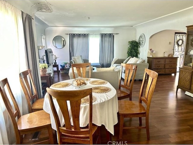 dining room with dark hardwood / wood-style floors