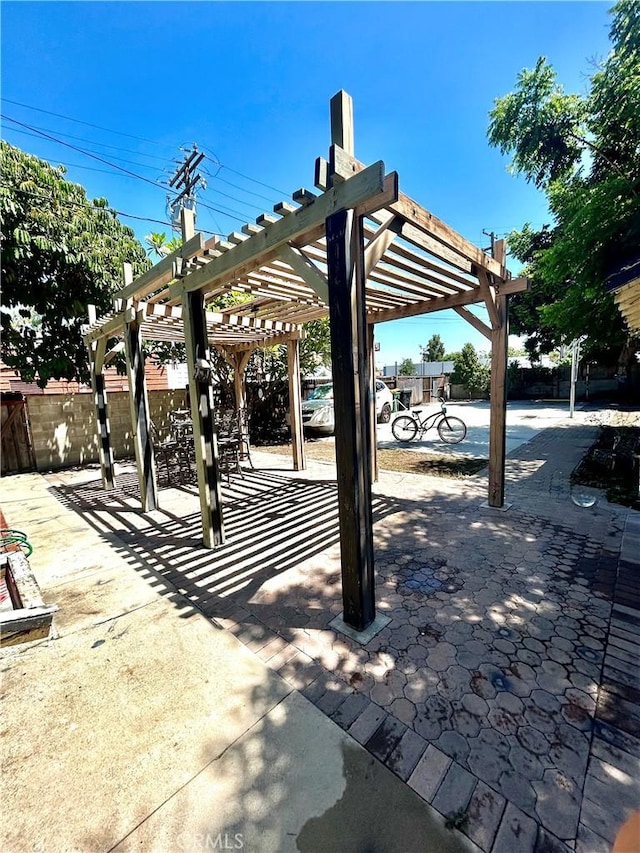 view of patio / terrace featuring a pergola