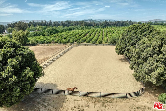 aerial view featuring a rural view