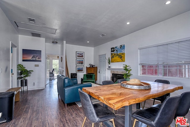 dining room featuring dark wood-type flooring